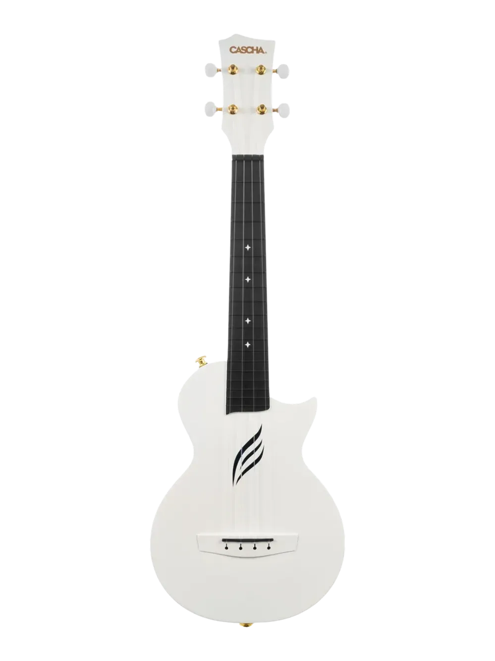 Cascha HH 2286 Wit ukelele, maat concert, koolstofvezel en polycarbonaat
