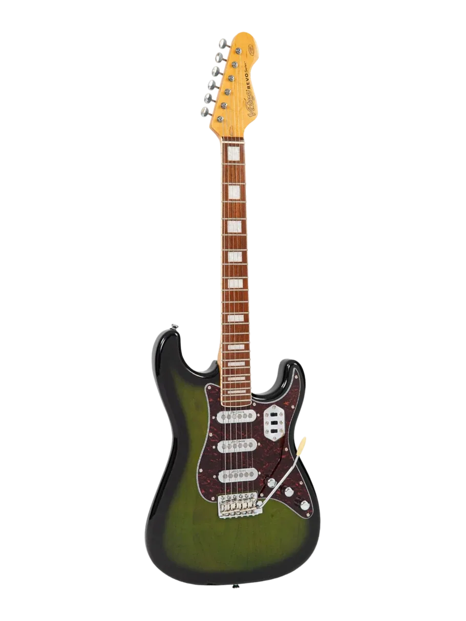 Photo of the Vintage REVO Deluxe Greenburst electric guitar