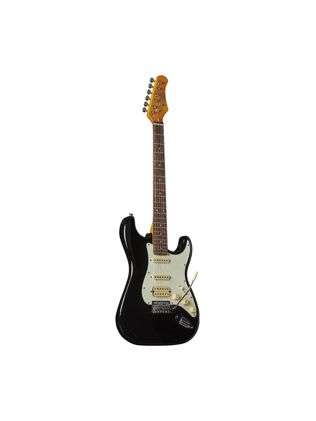 Guitare électrique EKO ST-350 Black, finition Brillant