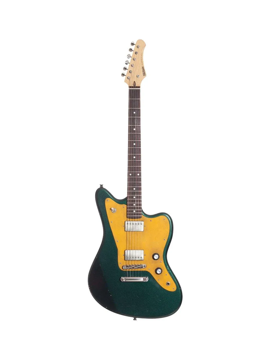 Guitare électrique Maybach Jazpole 63 Caddy Green Metallic Aged, finition Vernis nitrocellulosique, vieilli