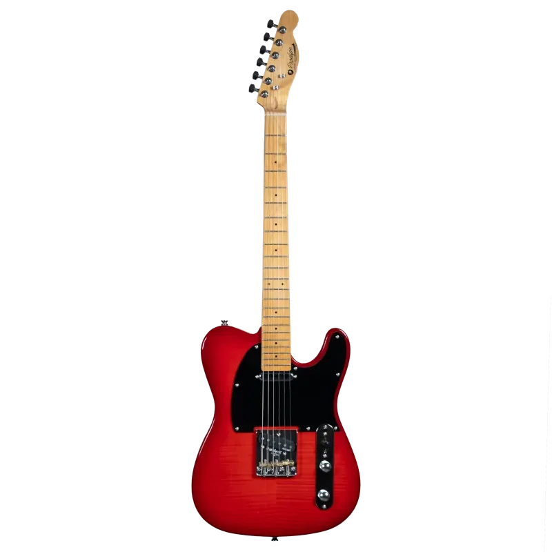Prodipe Telecaster TC90 Aulne Flame Top Trans Red