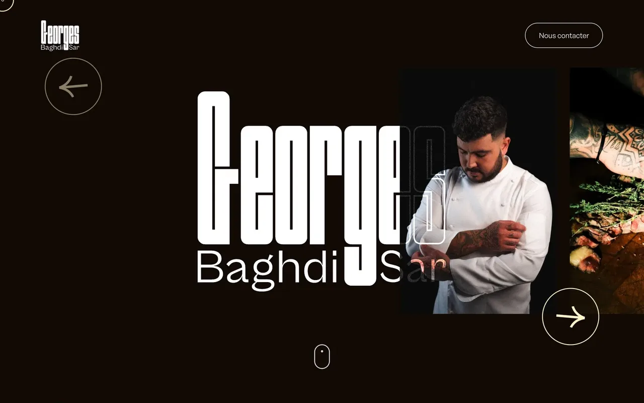 Ouverture du dossier de presse de Georges Baghdi Sar : son nom en grand et son portrait en veste de chef